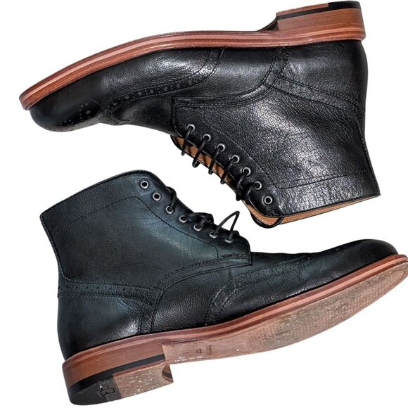 Gordon Rush black cow leather lace up wing tip ankle boot chelsea men's 9 - Picture 9 of 11